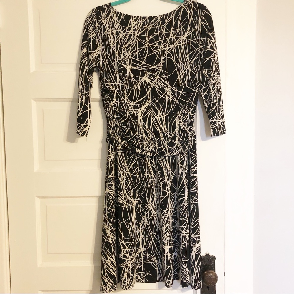 London Times 3/4 Sleeve V-Neck Dress - Size 10 - Picture 2 of 5